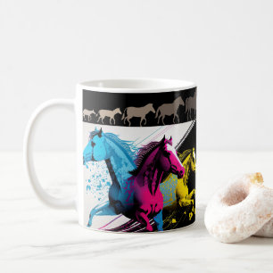 Caneca De Café Copo com Design de Cavalo, Arte Rústica de Animais