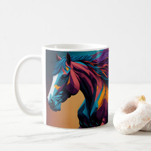 Caneca De Café Copo com Design de Cavalo, Arte Rústica de Animais