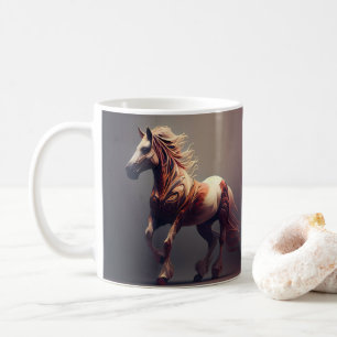 Caneca De Café Copo com Design de Cavalo, Arte Rústica de Animais