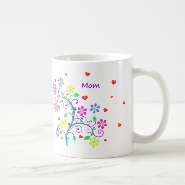 Caneca De Café Copo da flor da mamã com costume nós *Heart* você (Direita)