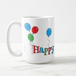 Caneca De Café Copo de Aniversário Gala de Balões Coloridos