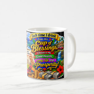 Caneca De Café "Copo de Bênçãos" Saúde e Prosperidade