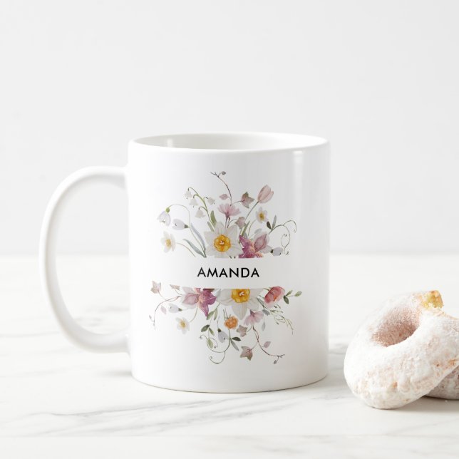 Caneca De Café Copo de Café Personalizado Elegante – Aquarela (Com Donut)