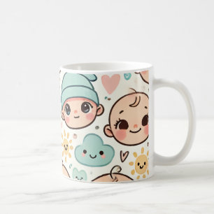 Caneca De Café Copo de ilustração do rosto do bebê bonito