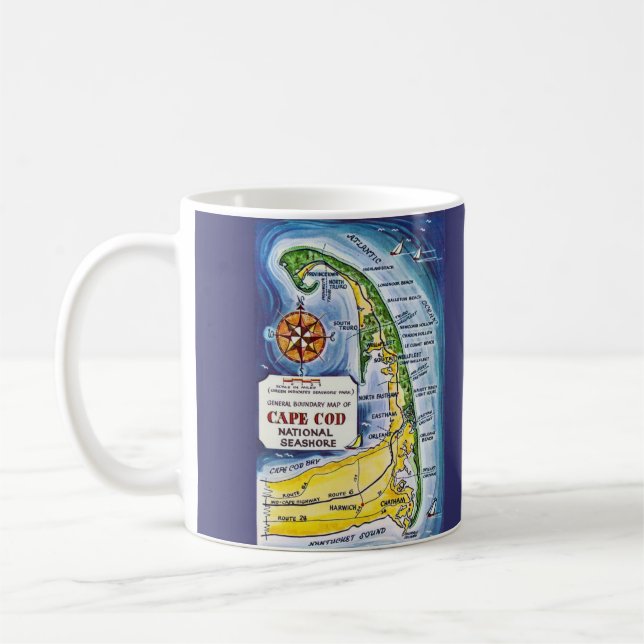 Caneca De Café Copo de Mapa do Parque Nacional Cape Cod (Esquerda)