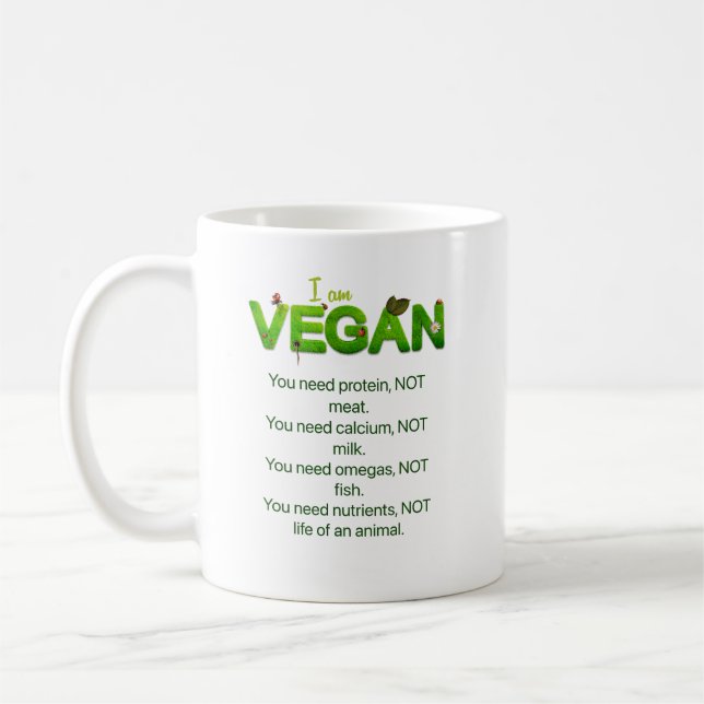 Caneca De Café Copo de slogan de Vegan. (Esquerda)
