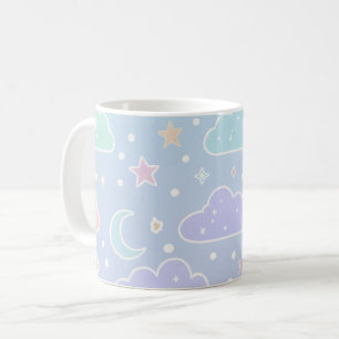 Caneca De Café Copo Estético Lua e Estrelas Kawaii