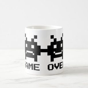 Caneca De Café Copo GAME OVER arte pixel 8 bits para casal de noi