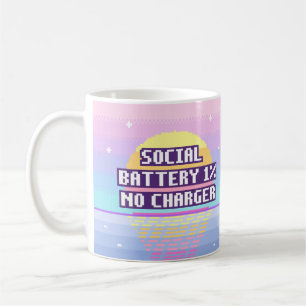 Caneca De Café Copo Neurodivergente Bateria Social 1%, Sem Carreg