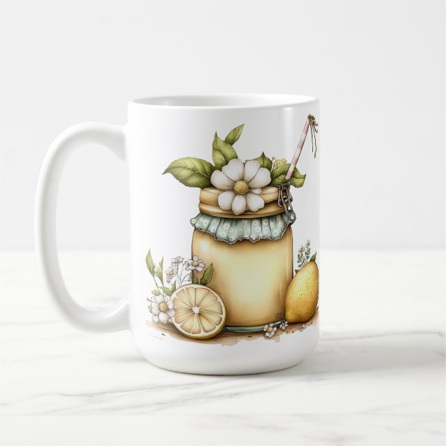 CANECA DE CAFÉ COPO PASTEL DE LIMONADA E FLORES (Esquerda)