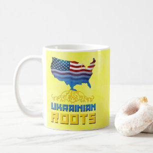 Caneca De Café Copo ucraniano americano das raizes