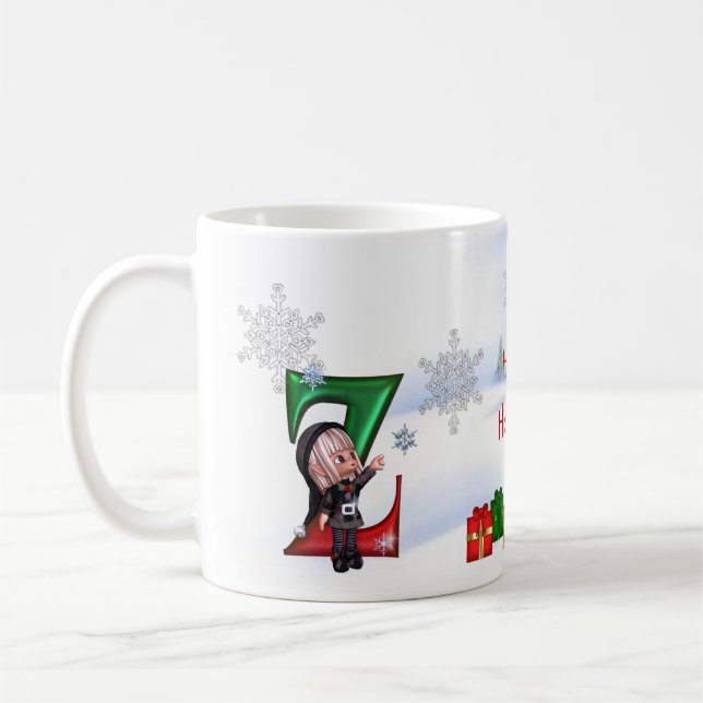 Caneca De Café Copo Z do Natal do monograma (Esquerda)