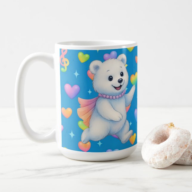 Caneca De Café Copos de festa personalizados da Zarah, a Ursa Pol (Com Donut)