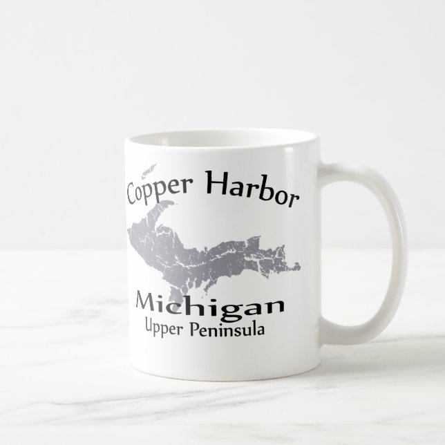 Caneca De Café Copper Harbor Michigan Heart Map Design Mug (Direita)