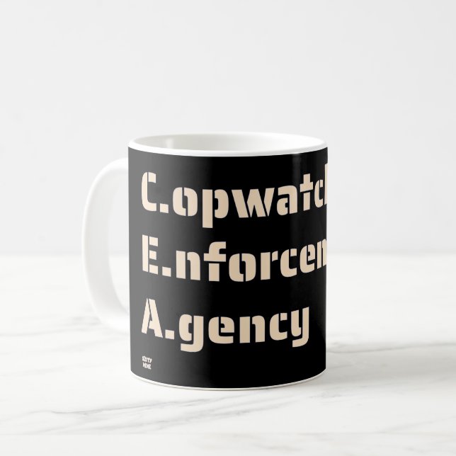 CANECA DE CAFÉ "COPWATCH ENFORCECE AGENCY" (Frente Esquerda)