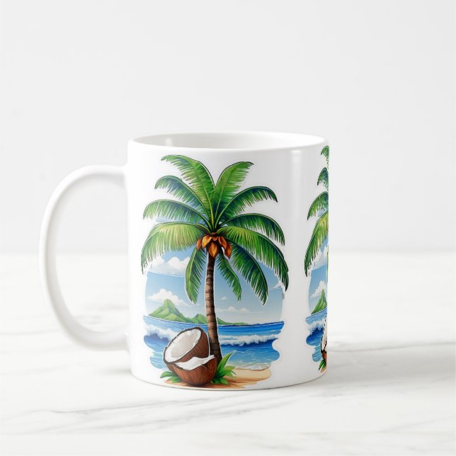 Caneca De Café Coqueiro Ilha Tropical (Esquerda)