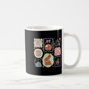 Caneca De Café Coquete Laço Bunny Ovos Coelho Divertido Flor Feli