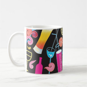 Caneca De Café Coquetéis Coloridos Gráfico Padrão sem costura
