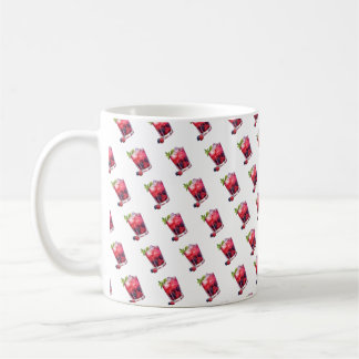 Caneca De Café Coquetel de Berry de Aquarela com Bebida Mint