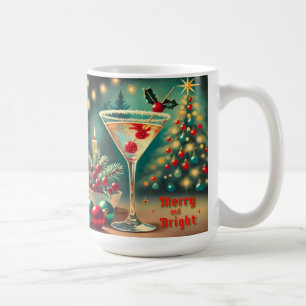 Caneca De Café Coquetel de Natal com Feliz retrorada Martini