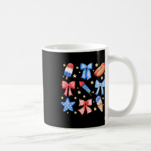 Caneca De Café Coquette 4th Of Julul Blue Red Arcos Stars