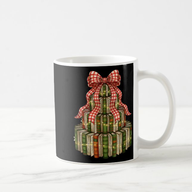 Caneca De Café Coquette Bow Christmas Books Xmas Tree Librarian  (Direita)