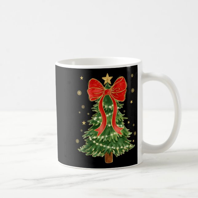 Caneca De Café Coquette Bow Christmas Tree Xmas Holiday Girly Out (Direita)