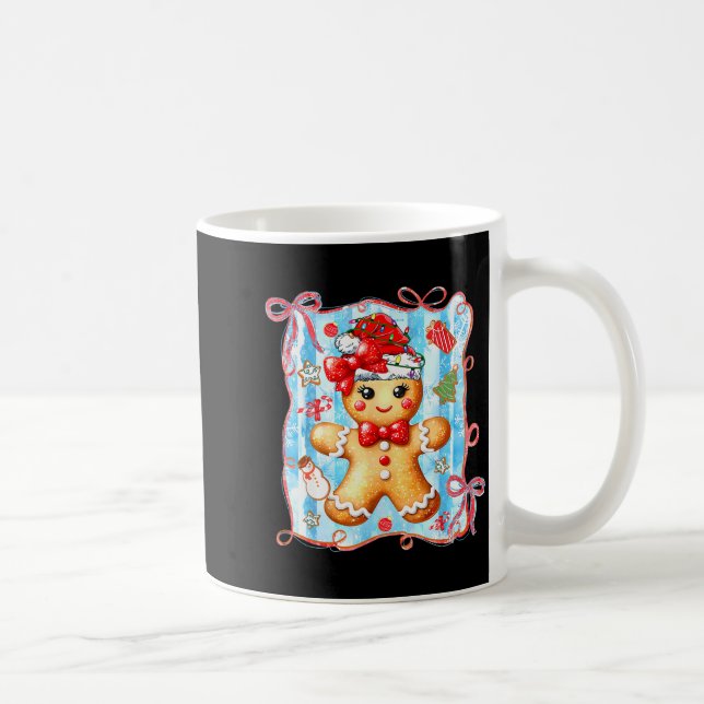 Caneca De Café Coquette Bow Gingerbread Merry Christmas Xmas Paja (Direita)