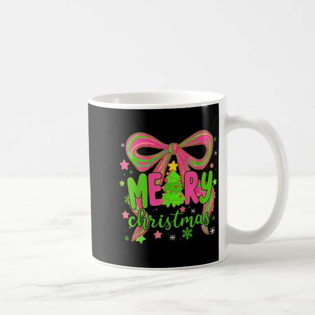 Caneca De Café Coquette Bow Merry Christmas Tree Xmas Holiday Gir (Direita)