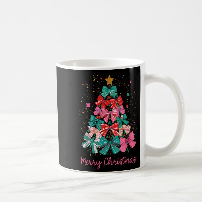 Caneca De Café Coquette Bow Merry Christmas Xmas Tree Family Paja (Direita)