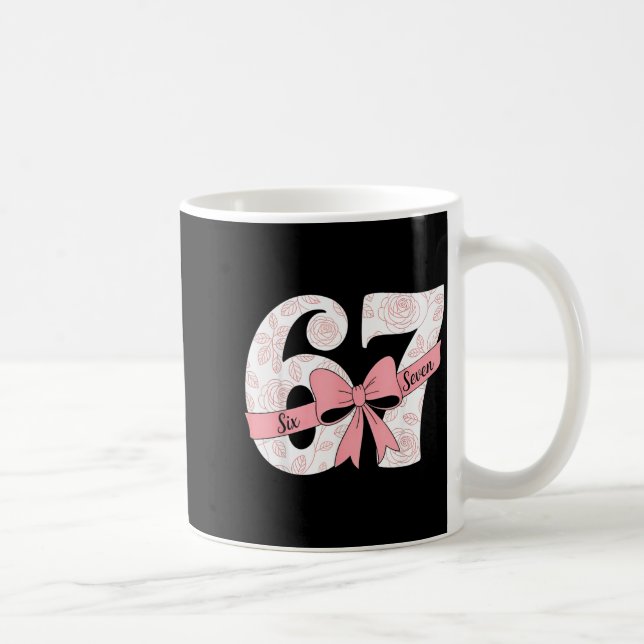 Caneca De Café Coquette Bow Number 67 Meme Nk Floral  (Direita)