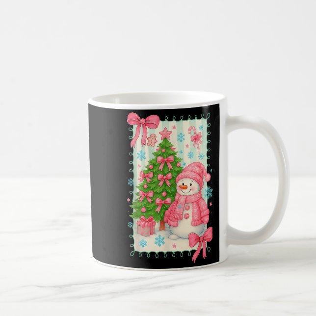 Caneca De Café Coquette Bow Snowman Nk Christmas Tree Funny Xmas  (Direita)