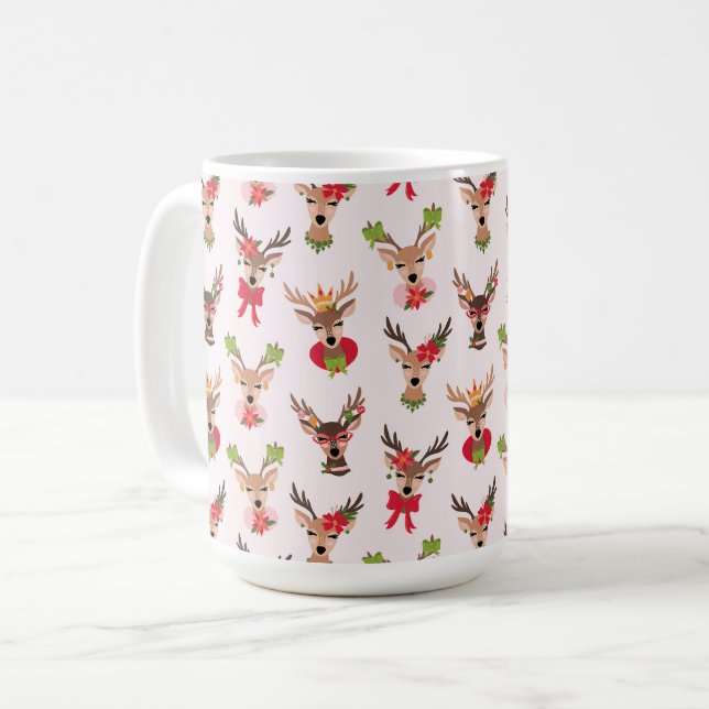 Caneca De Café Coquette Christmas Preppy Reindeer (Frente Esquerda)
