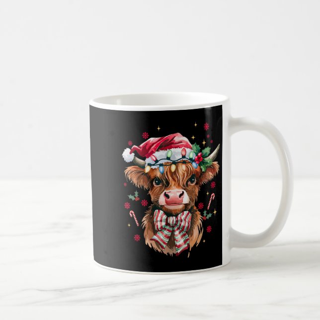 Caneca De Café Coquette Christmas Western Highland Cow Santa Xmas (Direita)