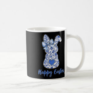 Caneca De Café Coquette Feliz Páscoa Azul Floral Chinoiserie Coel