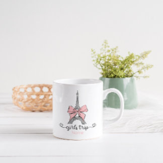 Caneca De Café Coquette Girl Trip Eiffel Tower & Pink Arco Person