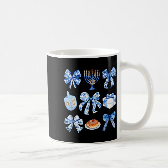 Caneca De Café Coquette Hanukkah Bow Jewish Bow Menorah Bow Women (Direita)