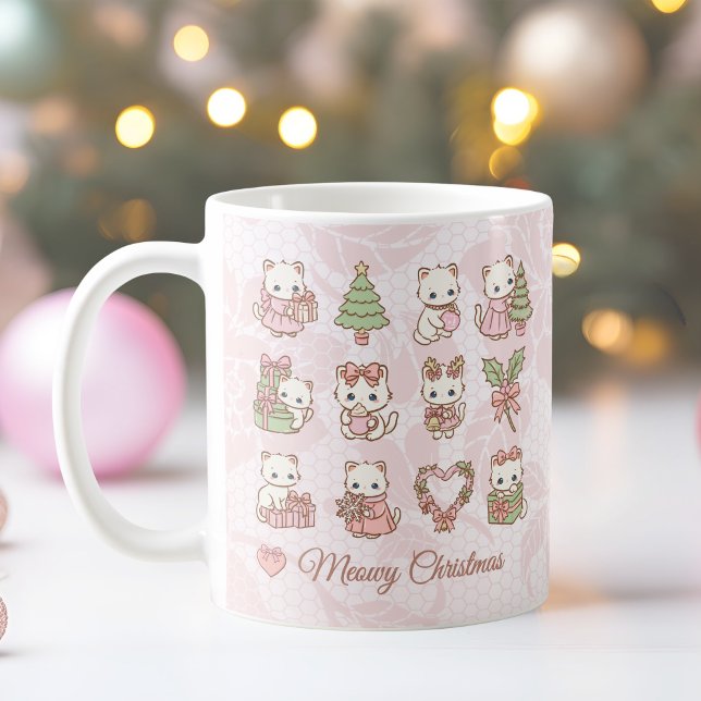Caneca De Café Coquette Kawaii Cat Christmas (Coquette Kawaii Cat Christmas Coffee Mug)