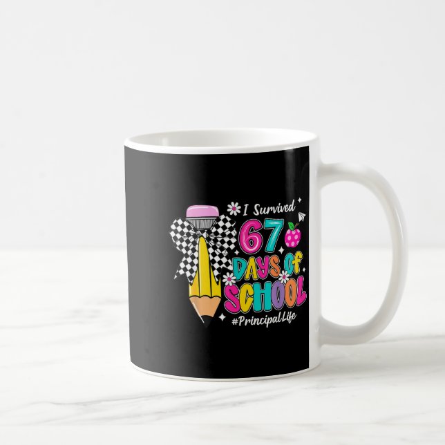 Caneca De Café Coquette Pencil I Survived 67 Days Of School Princ (Direita)