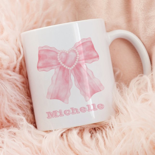 Caneca De Café Coquette Pink Arco Girly (Coquette Pink Bow Girly Mug)
