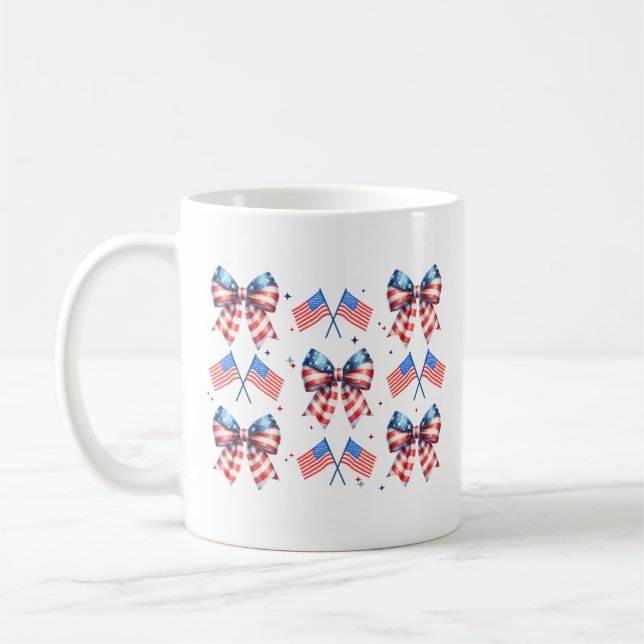 Caneca De Café Coquette, usa, vermelho, branco, azul, 4 de julho (Esquerda)