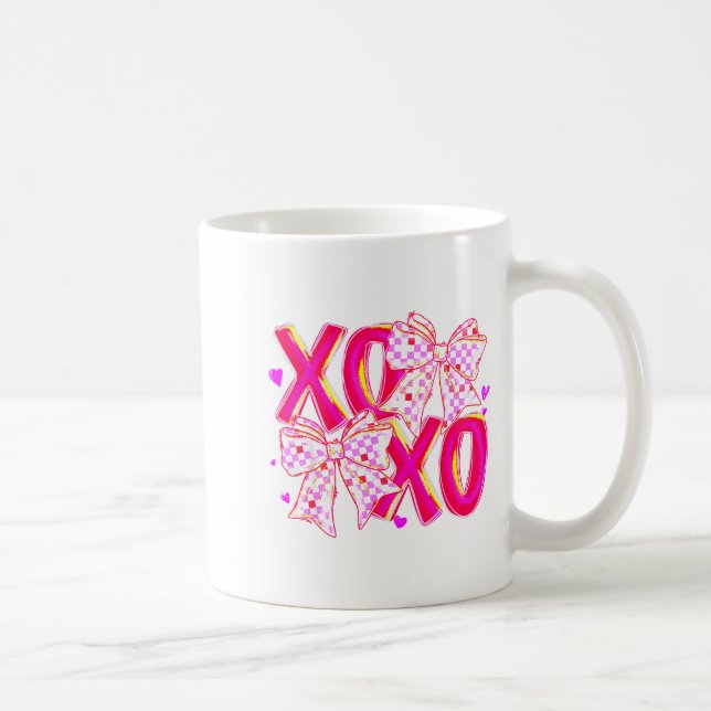 Caneca De Café Coquette Valentine Xoxo Funny Valentine Bow Hearts (Direita)