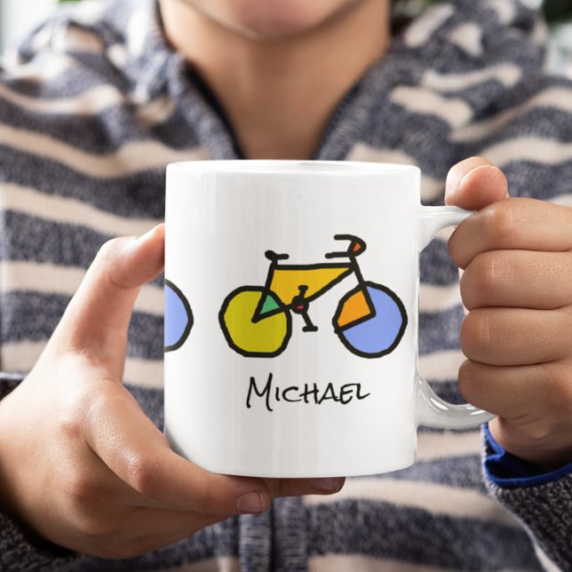 Caneca De Café Cor - Bikes + Nome (🚴‍♀️bike... but first coffee)