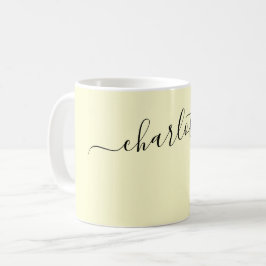 Caneca De Café Cor Creme Elegante Nome Moderno Personalizado