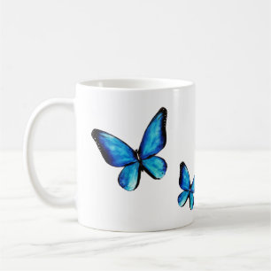 Caneca De Café Cor da água da borboleta azul