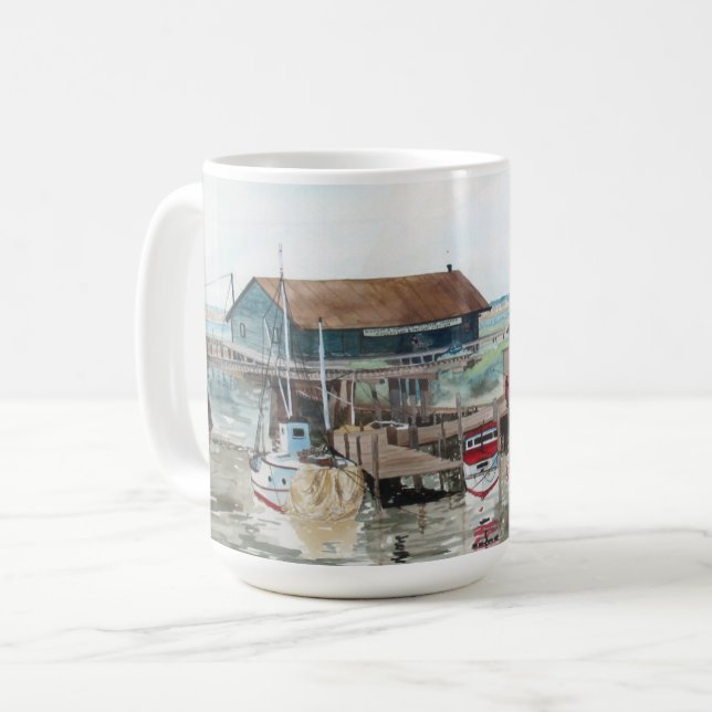 Caneca De Café Cor da água do lado do encaixe (Frente Esquerda)