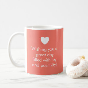 Caneca De Café Cor da Tendência Coral Sunset - Nome / Mug de Posi