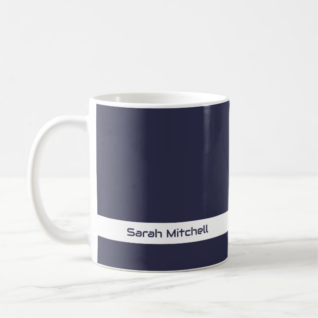 Caneca De Café Cor da Tendência - Marinho Blue Name Mug (Esquerda)