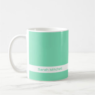 Caneca De Café Cor da Tendência - Mug de Nome Verde Mínimo