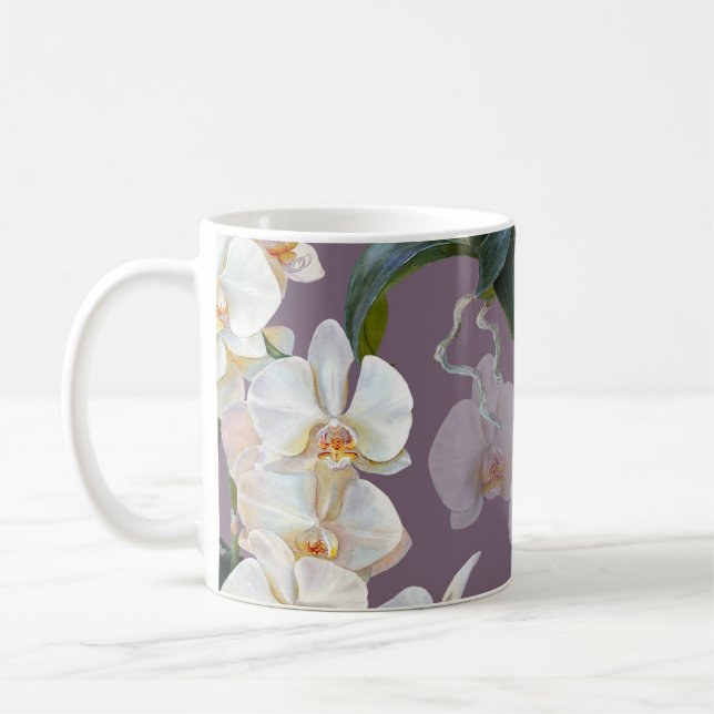 Caneca De Café Cor d'água da lavanda escura da orquídea. (Esquerda)